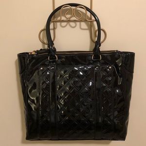 Loft Quilted Black Patent Tote